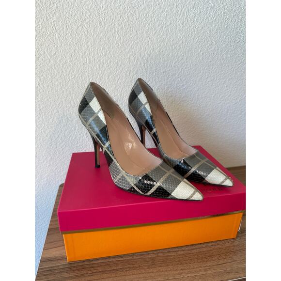 Kate Spade New York “Licorice” Plaid Snakeskin Pumps – Size 7M - Picture 1 of 3